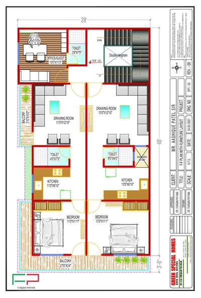 *Floor Plan*
Vastu compliant floor plan with furniture layout.
Location of room and placement of furniture.
Location of wall, window, door, vent.. etc.