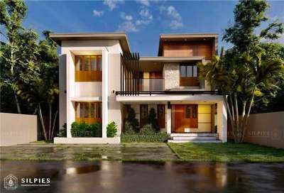 #ProposedResidence at Velimukku, Kooriyad#
#Style:Contemporary 
Ground Floor
- Sit Out
- Living
- Dining 
- Prayer Hall
- 2 Bed room with attached toilet 
- Kitchen
- Store 
- Work area
First Floor
- Upper living 
- Balcony 
- 2 Bed with attached toilet