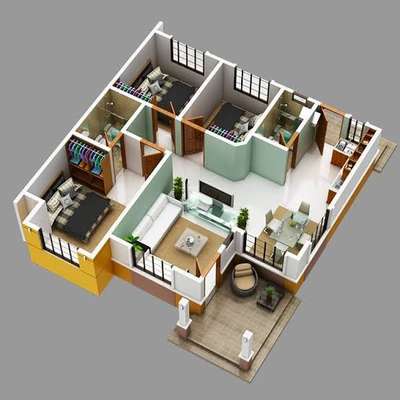 #3d #3D #badrooms #model #3dmodel #modernhome #modernarchitect #HouseDesigns #FloralDecor #FloorPlans #InteriorDesigner #newdesigin #2BHKHouse