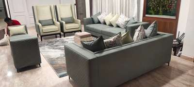 High Quality L shape sofa with two high back chair