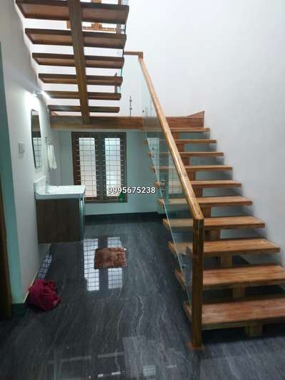 #fabricated staire  #teak wood  #stare  #glass work #toughened  #glass  #staire