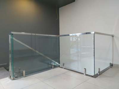 #glass handrail  #ss handrail with glass #frameĺes glass handrail  #Toughened_Glass Staire  #ss fab work