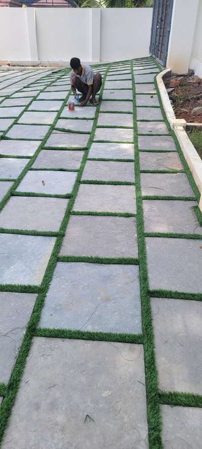 kota stone with artificial grass