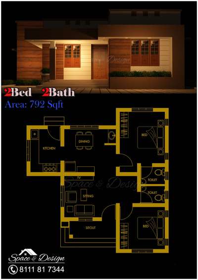 #Ground Floor Area 792 Sqft Only  #Two bedroom & Two Toilet  #GF only