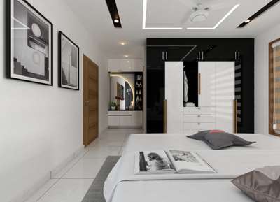 Black & white customized bedroom
villa at shoranur