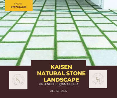 Natural stone laying with natural grass and artificial grass #naturalstone  #NaturalGrass