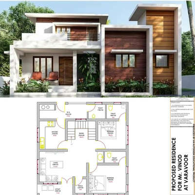 new project 2bhk 1064 sqft intagrm id @rohini builder & architects 
location varavoor
client mr vinod