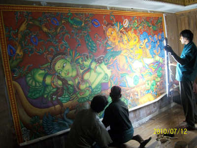 Mural painting 🎨.. Subject. Shakuntala and dhushyantha..Size..14X7 feet..@Kochi  #murals  #mural  #muralpainting  #muralpaintingonwall  #arts   #AcrylicPainting  #WallDecors