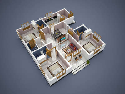 3d പ്ലാൻ #3DPlans #FloorPlans #HouseDesigns #ContemporaryHouse