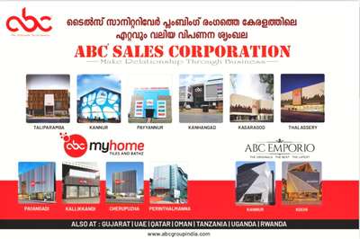 ABC GROUP OF INDIA
If you need any building materials requirements like tiles, bathroom fittings,plumbing,paints in indian and foreign brands.please contact me(all kerala)..abc group of india is a one of the biggest brand in building materials..

ðŸ“±+919072411818
ðŸ“§naseef.m@abctaliparamba.com

Website
*https://www.abcgroupindia.com/*

Facebook :https://www.facebook.com/naseef.abcyen
Instagram:https://www.instagram.com/naseefabcyen?r=nametag
Whatsapp:https://wa.me/message/W4EM7ILXN3WKD1
 #FlooringTiles  #LivingRoomTable  #BathroomTIles   #KitchenTiles  #Tile  #ClayRoofTiles  #BathroomDesigns  #BathroomIdeas #BathroomCabinet  #BathroomFittings  #BathroomDoor  #Plumbing  #LivingroomTexturePainting  #WallPainting