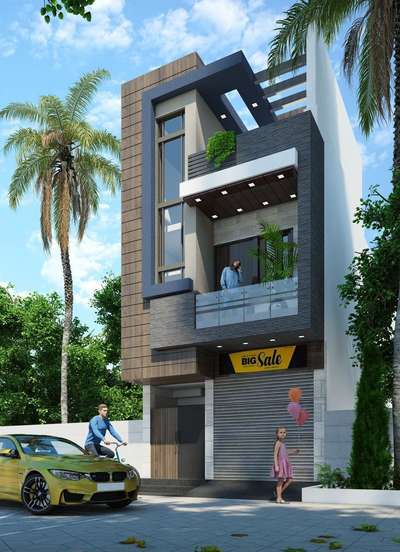Exterior design with shop // Front Elevation ₹₹₹  #sayyedinteriordesigner  #exteriordesigns  #ElevationDesign  #shop