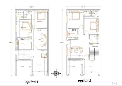 22'6"X44'6" plan east face corner plot
#HouseDesigns #Eastfacing #Architectural&Interior #FloorPlans