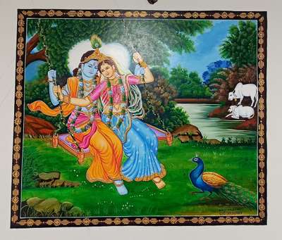 Radhakrishna Painting(Size-4×4feet)Contact-9649418819