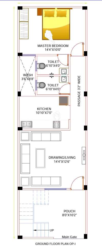 Floor plan for 15'×50'
