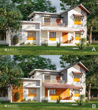 2 color variation of a house 💙
 Contact me For more 🤝
#HouseDesigns  #KeralaStyleHouse  #budgethome #HomeDecor #exteriors #exterior_Work #HouseDesigns #veed #keralastyle #modernhome