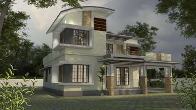 2019 Sq.Ft Residential project at Adoor #Contemporary  #ElevationDesign  #kerala_architecture