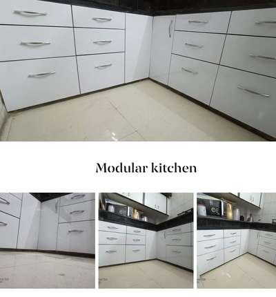 white kitchen  #WoodenBalcony #KitchenIdeas #LShapeKitchen