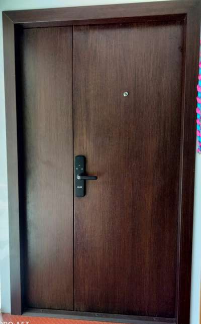 Hormann steel door - double unequal - wooden finsh moorish teak # steel doors