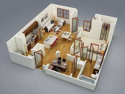 #3DPlans
One Bedroom Apartments - 3D Floor Plan