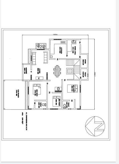 1600 sqft plan with 3 bed room