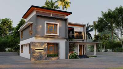 4bhk residential house #3drendering #4BHKPlans #exteriorvisualisation #ContemporaryHouse