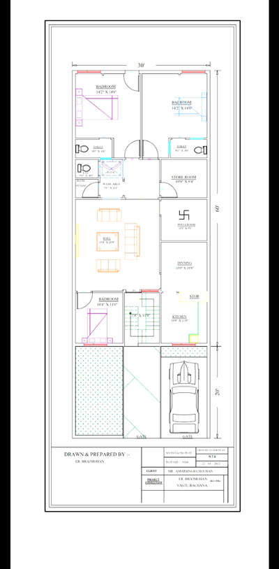 ground floor plan with sanitary line design