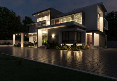 Latest work ✨ House in Perumbavur (3900 sq ft) Night view

#koloapp #homeexterior #ElevationDesign #3D_ELEVATION #homeinspo