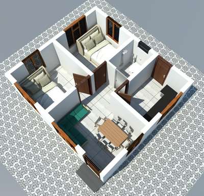 3d plan view of a life mission house.
#home3ddesigns  #lifemission #lowcost #lowbudget #FloorPlans #3d #dreamhome #MrHomeKerala #calicut #Kozhikode
