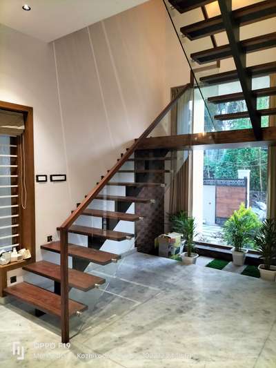 #GlassHandRailing with Wooden Top Railing # MS structure Stair with #GlassHandRailStaircase #GlassStaircase
