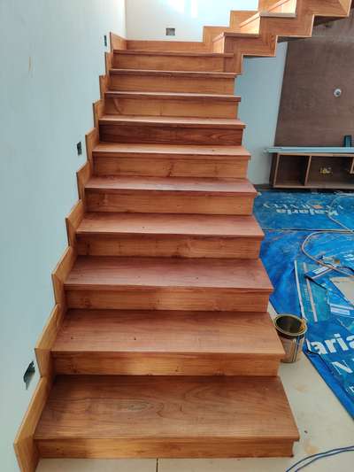 #Sak_Designers #Developers #Staircase_design #panelling #teak_wood #new_one #site@Alappuzha