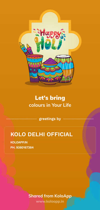 🎨🖍️ Happy Holi from Kolo Delhi Official. Get you poster from here :
https://koloapp.in/festival/banner

 #holi  #happyholi  #koloapp
