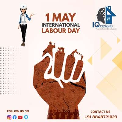 “Without labour, nothing prospers.” “Happy International Labour Day”.
 Contact Us +91 8848721023
#trivandrum #constrution #home #designs #inetriordesigning #iqdesignshome #iqdesignsconstruction #labour #iqdesignsinterior #labourday #international