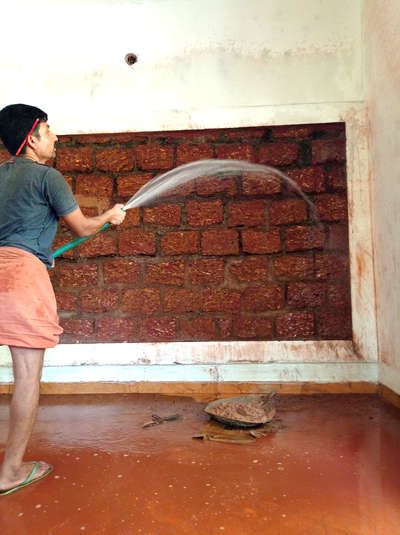 Cleaning the laterite wall  #lateritestone #original #WallDecors #arts
