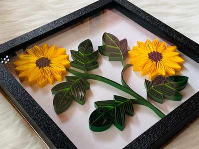 This box framed handmade 3D quill art has made using the best quality frames and quilling strips to create the perfect decorative piece for the walls of your living room, hall, bedroom, shop, office or hotel. This product is with glass. This quilled frame give your walls a Perfect makeover and eye catching focus of guest which can make a feel of positive.
 Colors may appear slightly  different on a screen. You can message me for another color combination. As it is a handmade product there may be slight variation on design but similar to this one.
 #KeralaStyleHouse #InteriorDesigner #HomeDecor #Malappuram #kochikerala #kochiinteriordesigners #Architectural&Interior #interiordecoration #WallDecors #wallframes#paintings