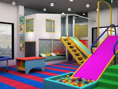 kids room play area #playarea #KidsRoom #VinylFlooring #Flooring #FalseCeiling #hutdesign #bunkbed #slider #balls #wallpaperforkids #ladder #play #woodenhut