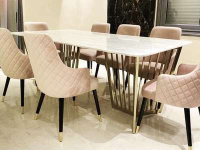 #Dining table with stainless steel frame PVD gold coating# #mdotinterior#