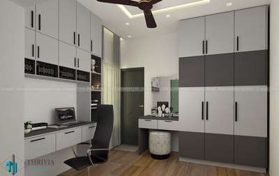 wardrobe and study table design