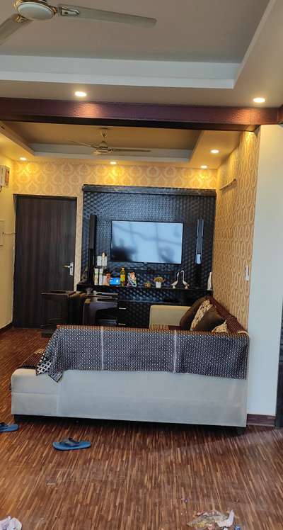all home renovation "LCD panel with sofa #allhomedesignservices  #pvcpaneldesign