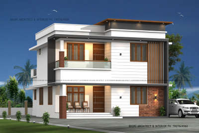 3D elevation contemporary house #KeralaStyleHouse #elevation #FloorPlans #architecturedesigns