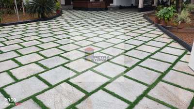 2*2 Half cut stone with artificial grass...
#Landscape #artificialgarden  #laying