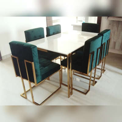 6 seater dining table with chair,
 #DiningTable #DiningChairs #LivingRoomDecors #GlassBalconyRailing #GlassDoors  #consoletable  #sidetable