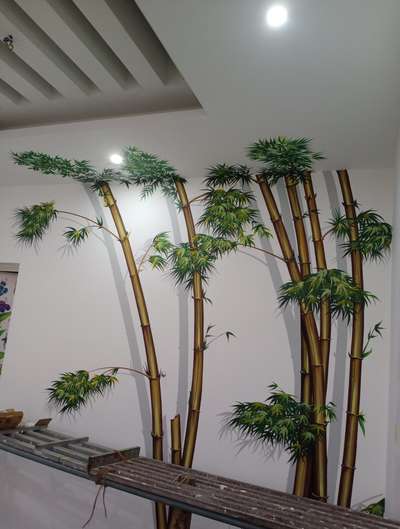 Bamboo wall art work (emulsion paint). site near Aluva