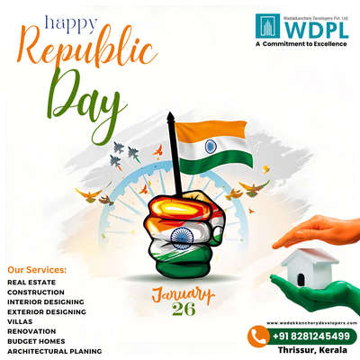 On this special day, we honour the great souls who realized the dream of Republic India. Let us uphold the spirit of freedom and peace in our home country. Happy Republic Day!

Call now : +91 8281245499, +91 8921222123
Visit our Website : www.wadakkancherydevelopers.com


#republicday #india #republicdayindia #happyrepublicday #january #indian #indianarmy #republicdayparade #republicdaycelebration #photography #jaihind #republic #instagram #indianrepublicday #republicdayofindia #love #republicdayspecial #national #freedom #photos #patriots #photoshop #proudindian #indianflag #instagood #picsart #editingapps #trending #lightroom #റിപ്പബ്ലിസിടവിശേസ്
