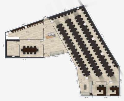 Designed this 4000 sq.ft. IT office floor plan for a client.
It has space for 2 boss cabins, casual meeting area, 127 workstations, reception with waiting area, 10 seater conference room, storage room, pantry and lunch counter for 15-20 people.
The dimensions and area of all the rooms and furniture were also provided to the client along with the layout.

Get your floor plan designed now.

#officeinteriors #officedesign #FloorPlans #InteriorDesigner #interiorcontractors