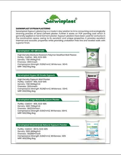 #Sarwinplast #hdmrgypsum #HDMR #gypsum

Sarwinplast HD-MR Gypsum

നൂതന ടെക്നോളജിയും നിർമ്മാണ മികവും ഒന്നിച്ച ലോകോത്തര നിലവാരമുള്ള മെറ്റീരിയലുകളാണ് ഏതൊരു കെട്ടിടത്തിന്റെയും ശക്തിയുടെയും, ഭംഗിയുടെയും രഹസ്യം. കരുത്തും, ഭംഗിയും, ഈർപ്പപ്രതിരോധശേഷിയും ഒന്നിച്ച Sarwinplast HD-MR ജിപ്സം പ്ലാസ്റ്ററിങ്ങ് ഏത് കാലാവസ്ഥയെയും ചെറുത്തുനിന്ന് വീടിന് ഉറപ്പും, ഭംഗിയും നൽകുന്നു.

Sarwinplast
HD-MR Gypsum Plaster വർഷങ്ങളോളം നിലനിൽക്കാൻ പോളിമർ ടെക്നോളജിയോട്കൂടി നിർമ്മിച്ചത്.

ഗവണ്മെന്റ് ഓഫ് ഇന്ത്യാ ക്വാളിറ്റി ടെസ്റ്റ്‌ സർട്ടിഫിക്കേറ്റോഡ് കൂടിയ കേരളത്തിലെ ഒരേഒരു ജിപ്സം പ്ലാസ്റ്റർ.

Sarwinplast : ജിപ്സം പ്ലാസ്റ്ററിങ്ങിന് ക്രെഡിബിലിറ്റി സർട്ടിഫിക്കേഷൻ ലഭിച്ച കേരളത്തിലെ ഒരേഒരു ജിപ്സം പ്ലാസ്റ്ററിങ്ങ് കമ്പനി.

For more details :
8281844122
12x7 Helpline: 0888 302 4444.
www.sarwinplast.com

#Gypsumplaster #firstqualitygypsum  #gypsumplasteringnearme #no1gypsum #mrgypsum #hdgypsum #naturelgypsumplaster #gypsumkerala
