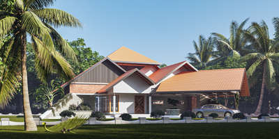 #tropicaldesign 
#tropicalhouse 
#ElevationHome 
#KeralaStyleHouse