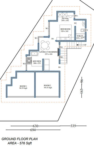 plan - Ground floor plan with two commercial shops.
