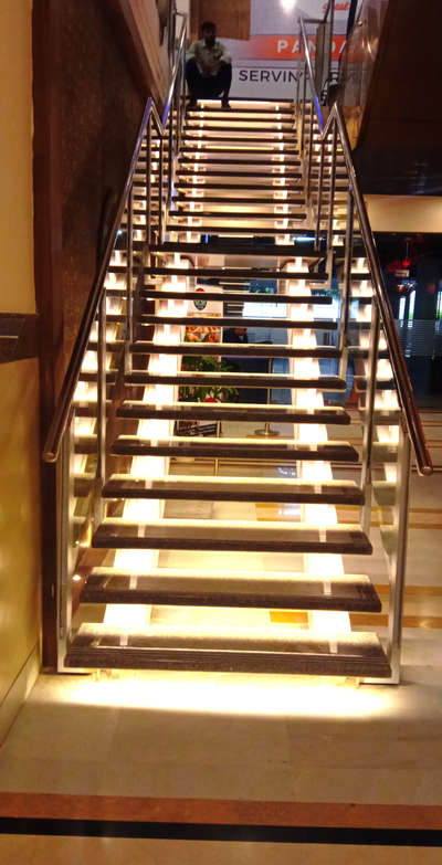 Mega Mall  # staircases light with stone fixing