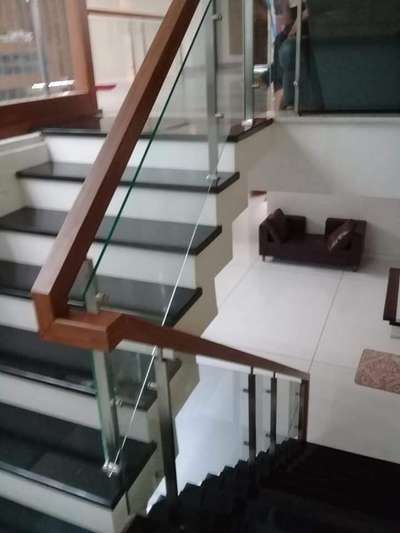 *Handrails with 12 mm Toughened glass*
Handrails with Teak wood rails 2"*2"and 12 mm toughened glass with 6" stainless steel bootleg etc.