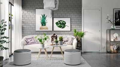 Get this adorable living room in grey,white and green by investing in a gorgeous quilted couch, white nesting coffee table, an array of potted plants and canvas artwork.
#interior #decor #ideas #home #interiordesign #indian #colourful #decorshopping
